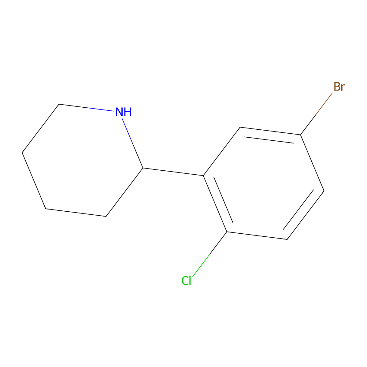 (R)-2-(5-Bromo-2-chlorophenyl)piperidine molecular structure, CAS 1270146-36-5