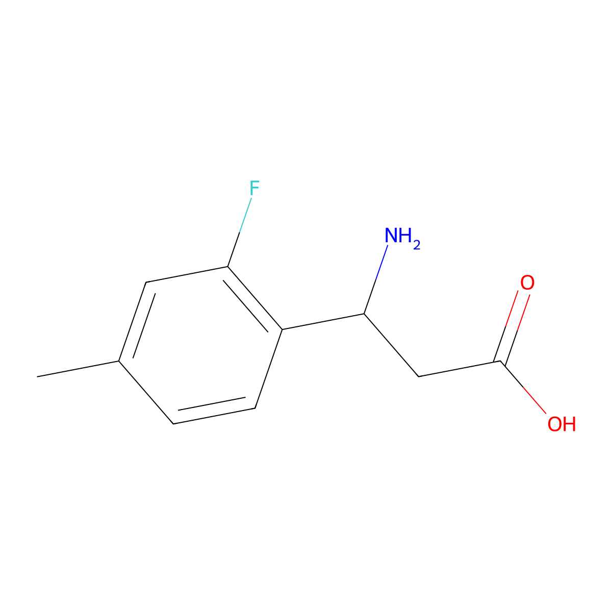 (3R)-3-amino-3-(2-fluoro-4-methylphenyl)propanoic acid molecular structure, CAS 1270146-43-4