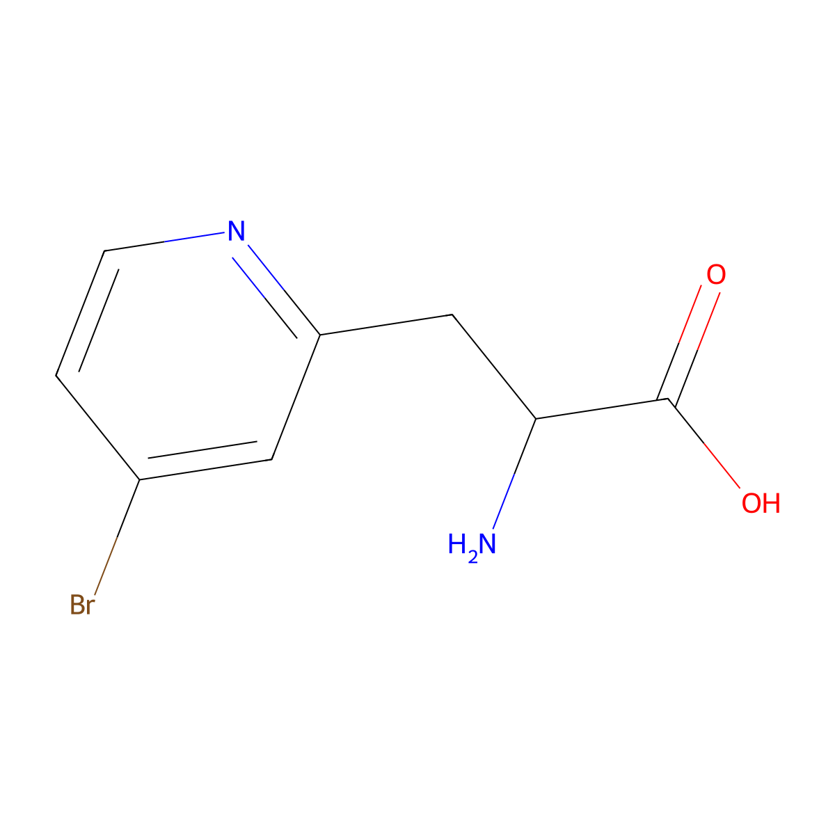 (2S)-2-amino-3-(4-bromopyridin-2-yl)propanoic acid molecular structure, CAS 1270147-76-6