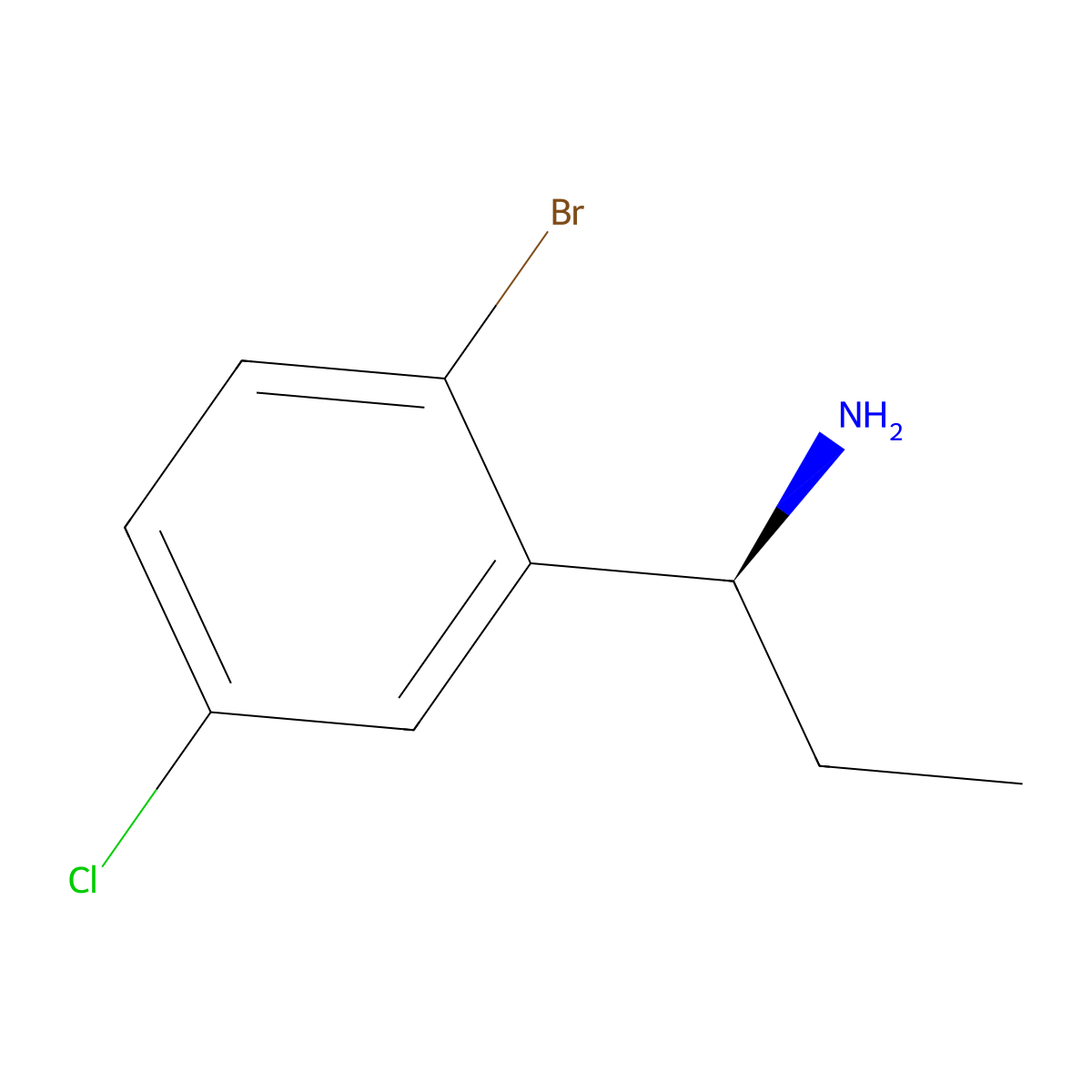 (S)-1-(2-Bromo-5-chlorophenyl)propan-1-amine molecular structure, CAS 1270150-01-0
