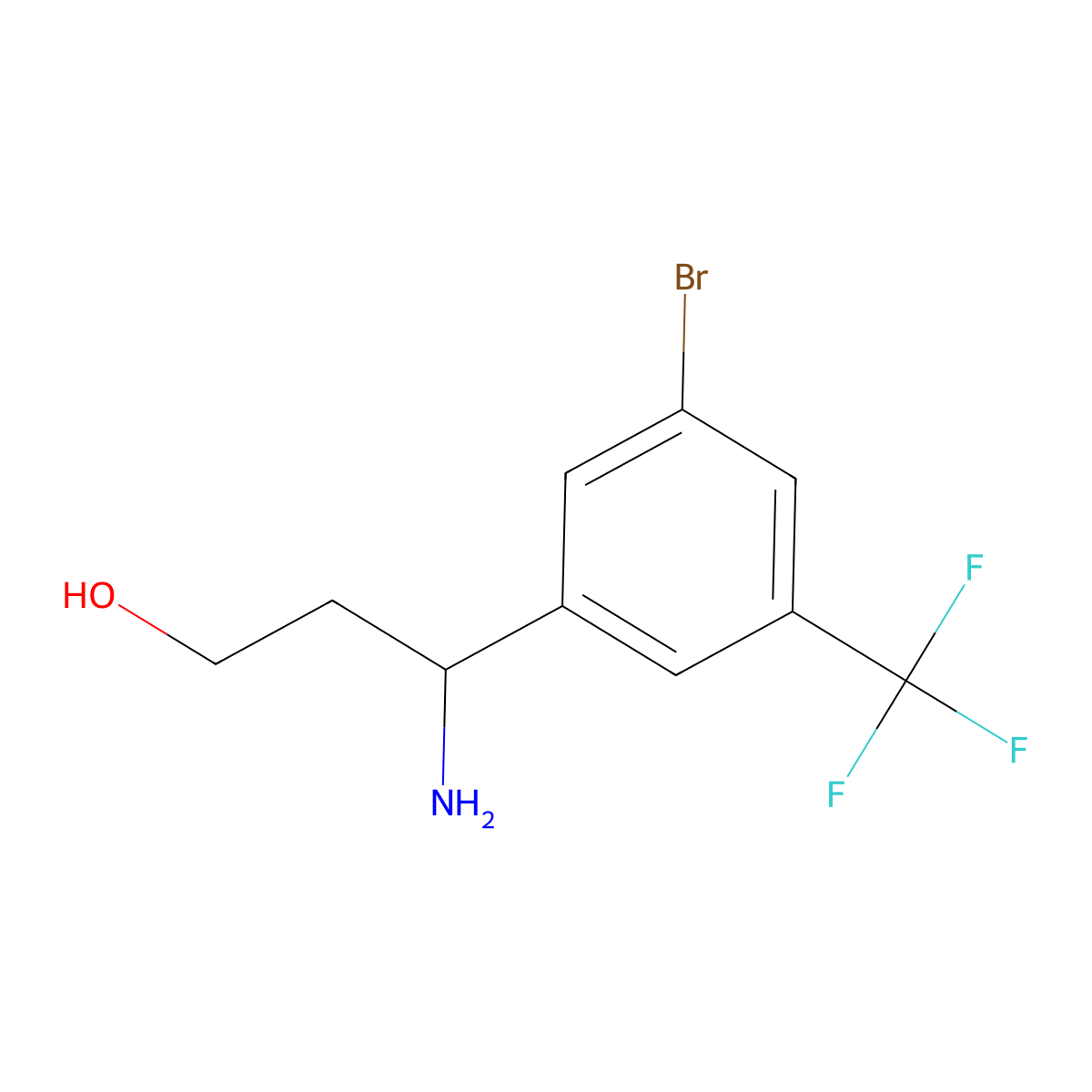 (3S)-3-amino-3-[3-bromo-5-(trifluoromethyl)phenyl]propan-1-ol molecular structure, CAS 1270150-68-9