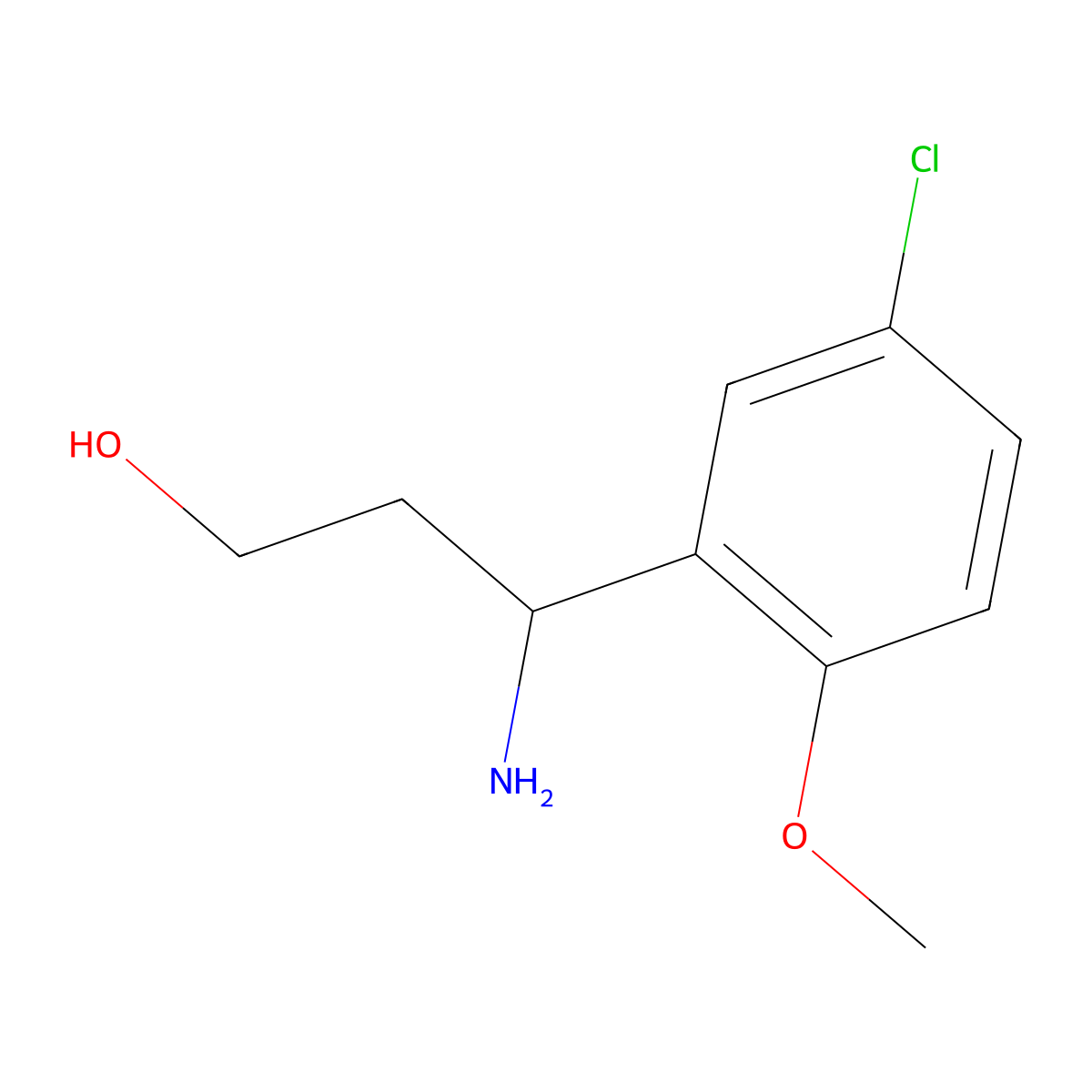 (3S)-3-amino-3-(5-chloro-2-methoxyphenyl)propan-1-ol molecular structure, CAS 1270154-93-2