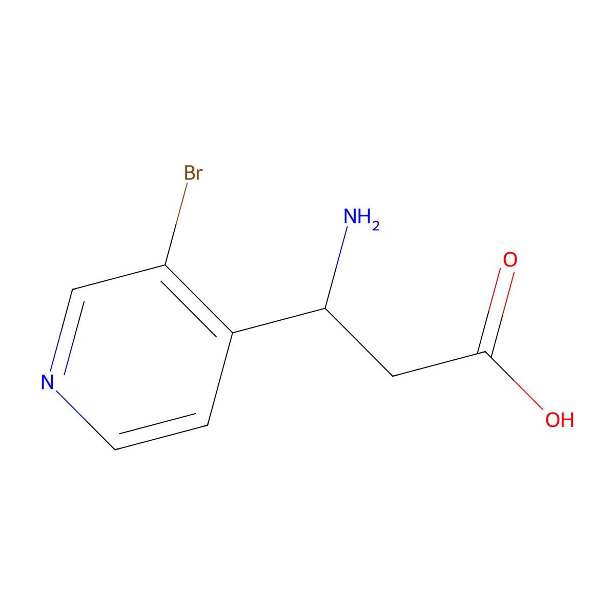 (3R)-3-Amino-3-(3-bromopyridin-4-YL)propanoic acid molecular structure, CAS 1270159-42-6