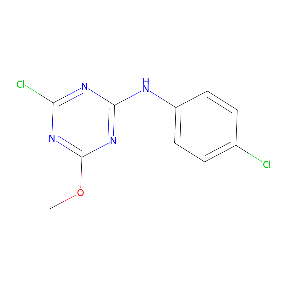 4-chloro-N-(4-chlorophenyl)-6-methoxy-1,3,5-triazin-2-amine molecular structure, CAS 127016-23-3