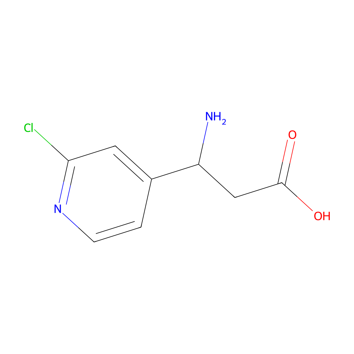 (3S)-3-amino-3-(2-chloropyridin-4-yl)propanoic acid molecular structure, CAS 1270170-61-0