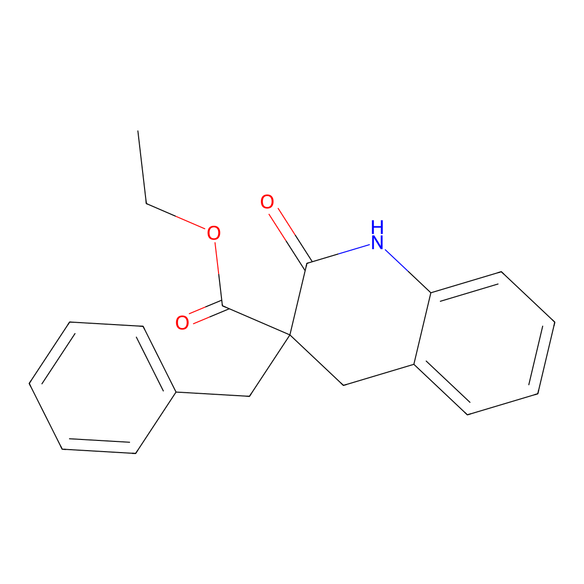 Ethyl 3-benzyl-2-oxo-1,2,3,4-tetrahydroquinoline-3-carboxylate molecular structure, CAS 127018-85-3