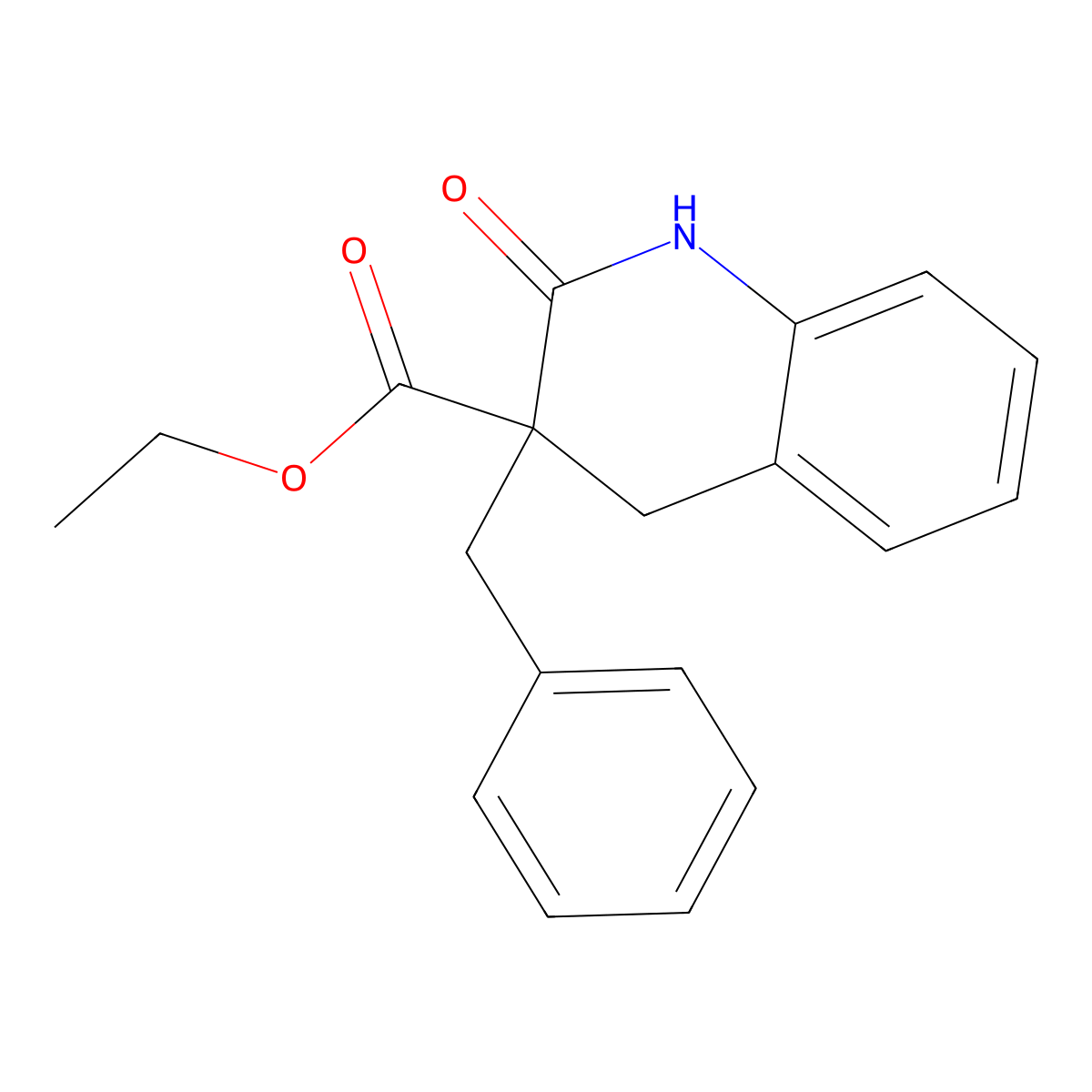 Ethyl 3-benzyl-2-oxo-1,2,3,4-tetrahydroquinoline-3-carboxylate molecular structure, CAS 127018-85-3