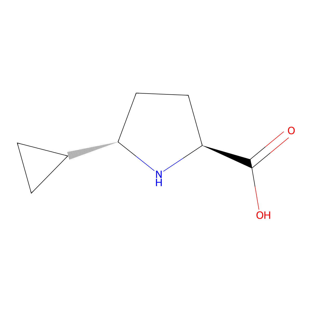 rac-(2R,5R)-5-cyclopropylpyrrolidine-2-carboxylic acid molecular structure, CAS 1270181-13-9