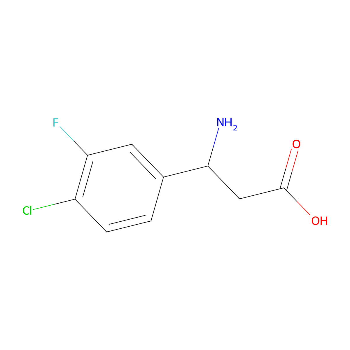 (3S)-3-amino-3-(4-chloro-3-fluorophenyl)propanoic acid molecular structure, CAS 1270204-17-5