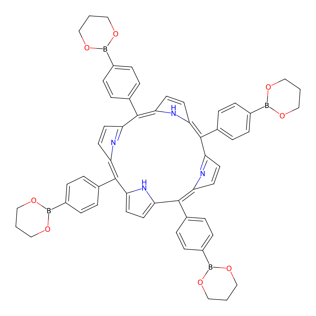 5,10,15,20-Tetrakis(4-(1,3,2-dioxaborinan-2-yl)phenyl)porphyrin molecular structure, CAS 1270214-59-9