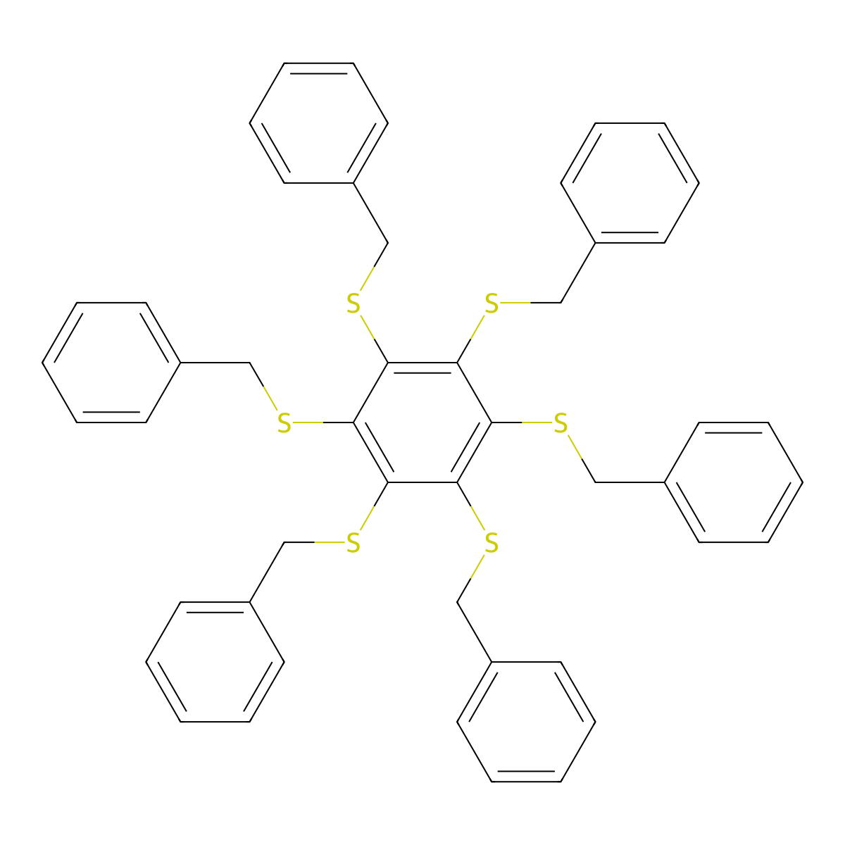 Hexakis(benzylthio)benzene molecular structure, CAS 127022-77-9