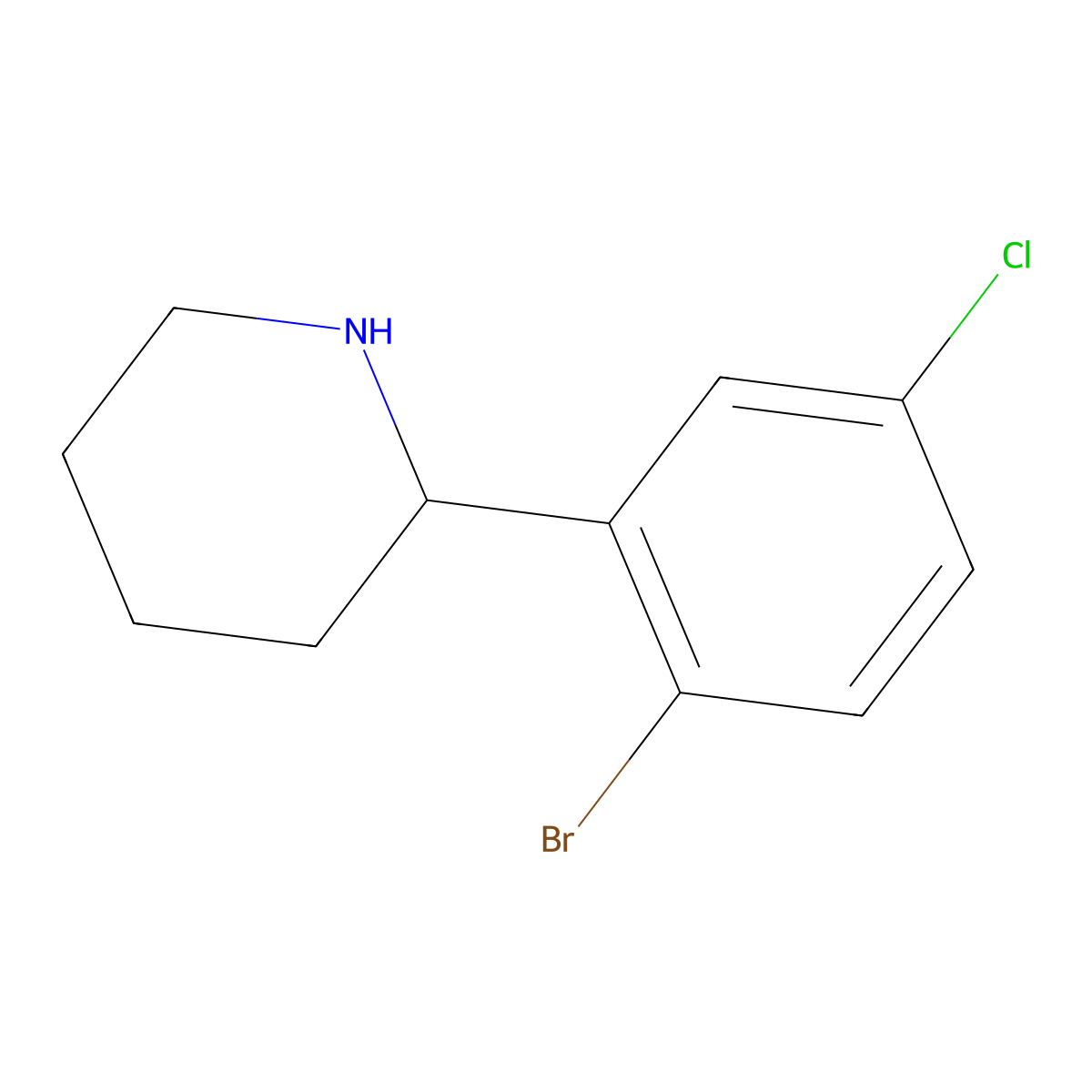 (S)-2-(2-Bromo-5-chlorophenyl)piperidine molecular structure, CAS 1270235-05-6