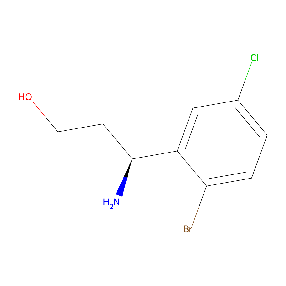 (3S)-3-Amino-3-(2-bromo-5-chlorophenyl)propan-1-OL molecular structure, CAS 1270237-89-2