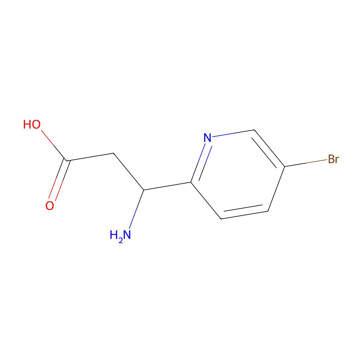 (3S)-3-amino-3-(5-bromopyridin-2-yl)propanoic acid molecular structure, CAS 1270258-04-2