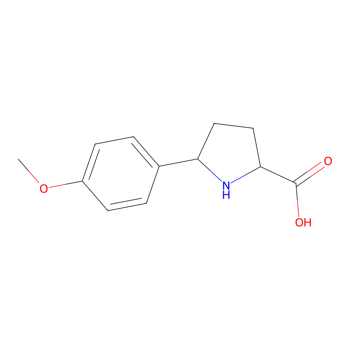 (2S,5S)-5-(4-Methoxyphenyl)pyrrolidine-2-carboxylic acid molecular structure, CAS 1270264-60-2