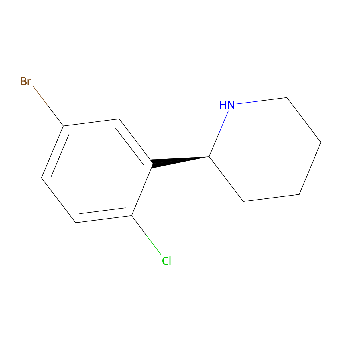 (S)-2-(5-Bromo-2-chlorophenyl)piperidine molecular structure, CAS 1270271-06-1