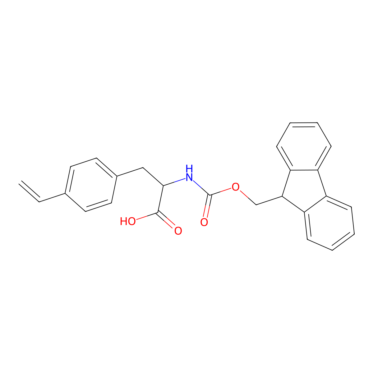 (R)-2-((((9H-Fluoren-9-yl)methoxy)carbonyl)amino)-3-(4-vinylphenyl)propanoic acid molecular structure, CAS 1270291-66-1