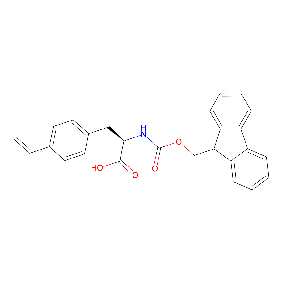 (R)-2-((((9H-Fluoren-9-yl)methoxy)carbonyl)amino)-3-(4-vinylphenyl)propanoic acid molecular structure, CAS 1270291-66-1