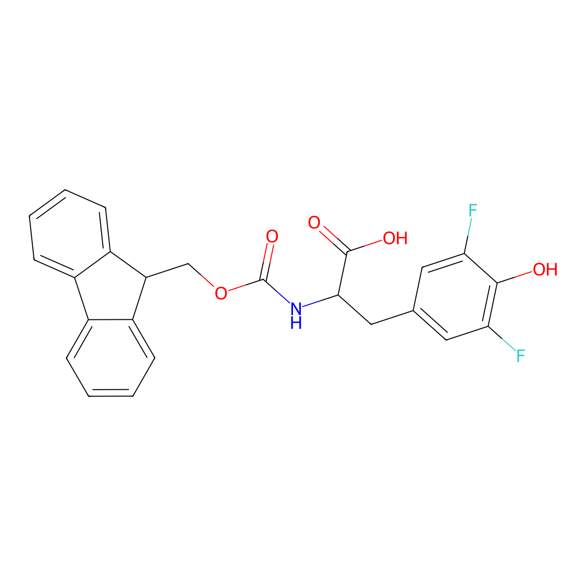 N-Fmoc-3,5-Difluoro-D-tyrosine molecular structure, CAS 1270298-57-1