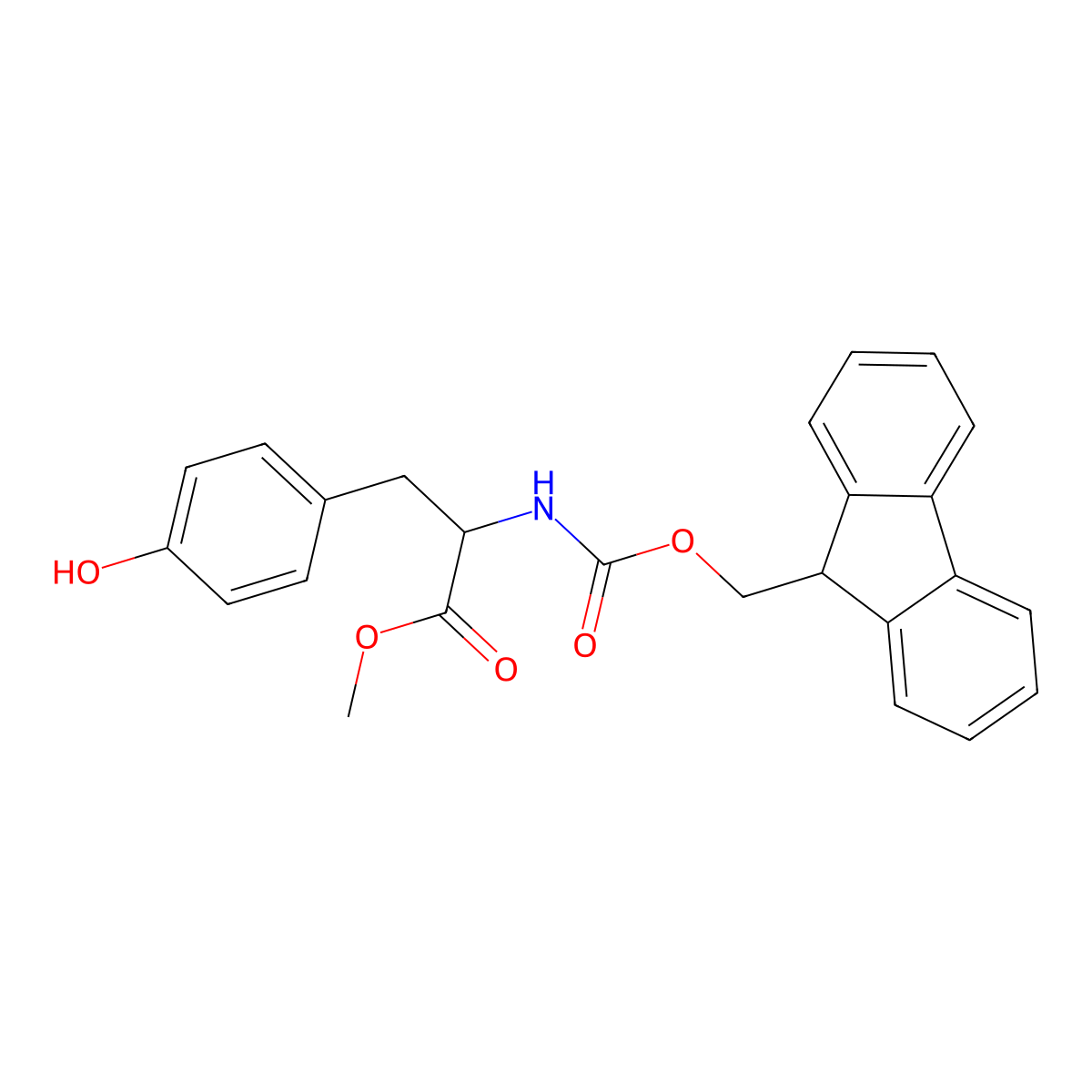 methyl (2R)-2-({[(9H-fluoren-9-yl)methoxy]carbonyl}amino)-3-(4-hydroxyphenyl)propanoate molecular structure, CAS 1270300-64-5