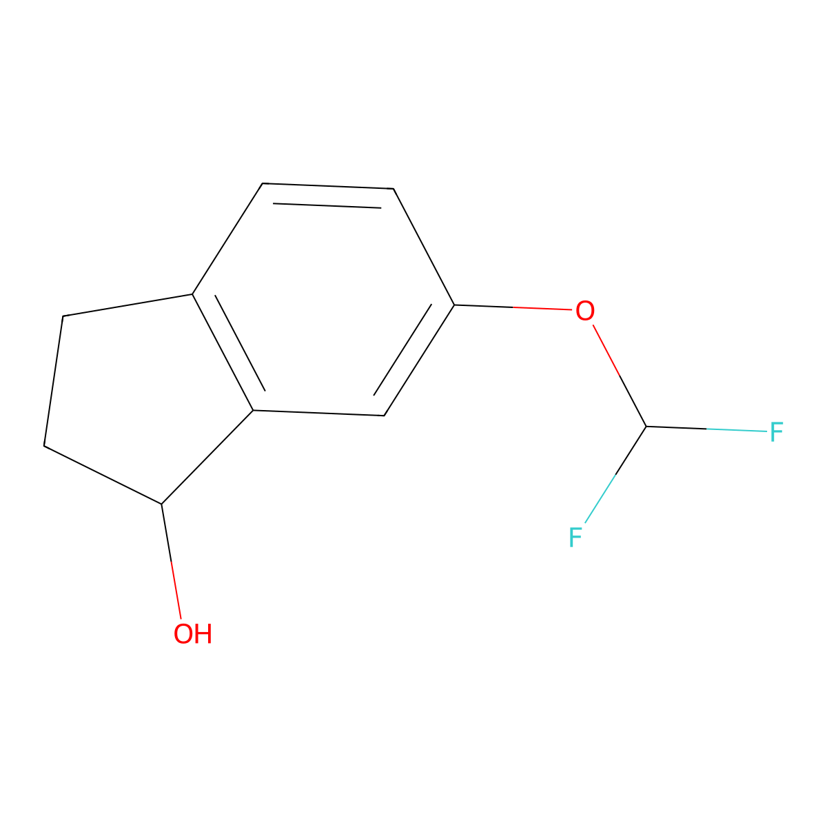 (1R)-6-(difluoromethoxy)-2,3-dihydro-1H-inden-1-ol molecular structure, CAS 1270301-29-5