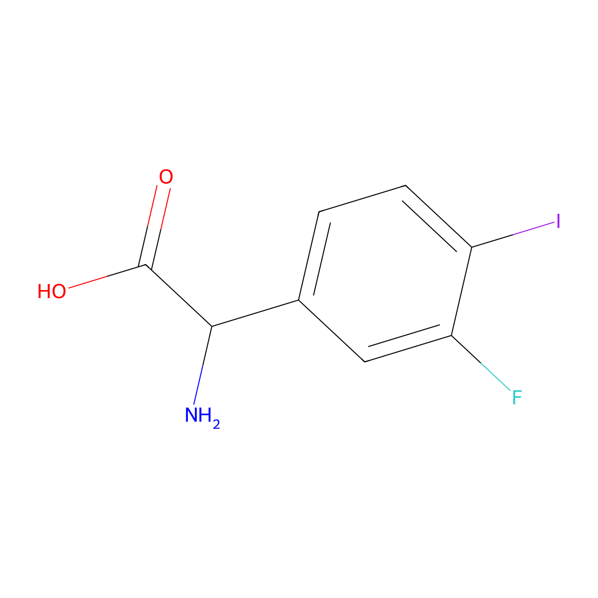 2-Amino-2-(3-fluoro-4-iodophenyl)acetic acid molecular structure, CAS 1270306-52-9