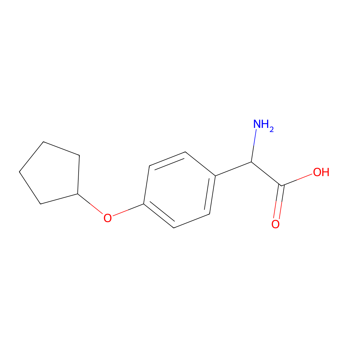 2-Amino-2-(4-cyclopentyloxyphenyl)acetic acid molecular structure, CAS 1270306-56-3