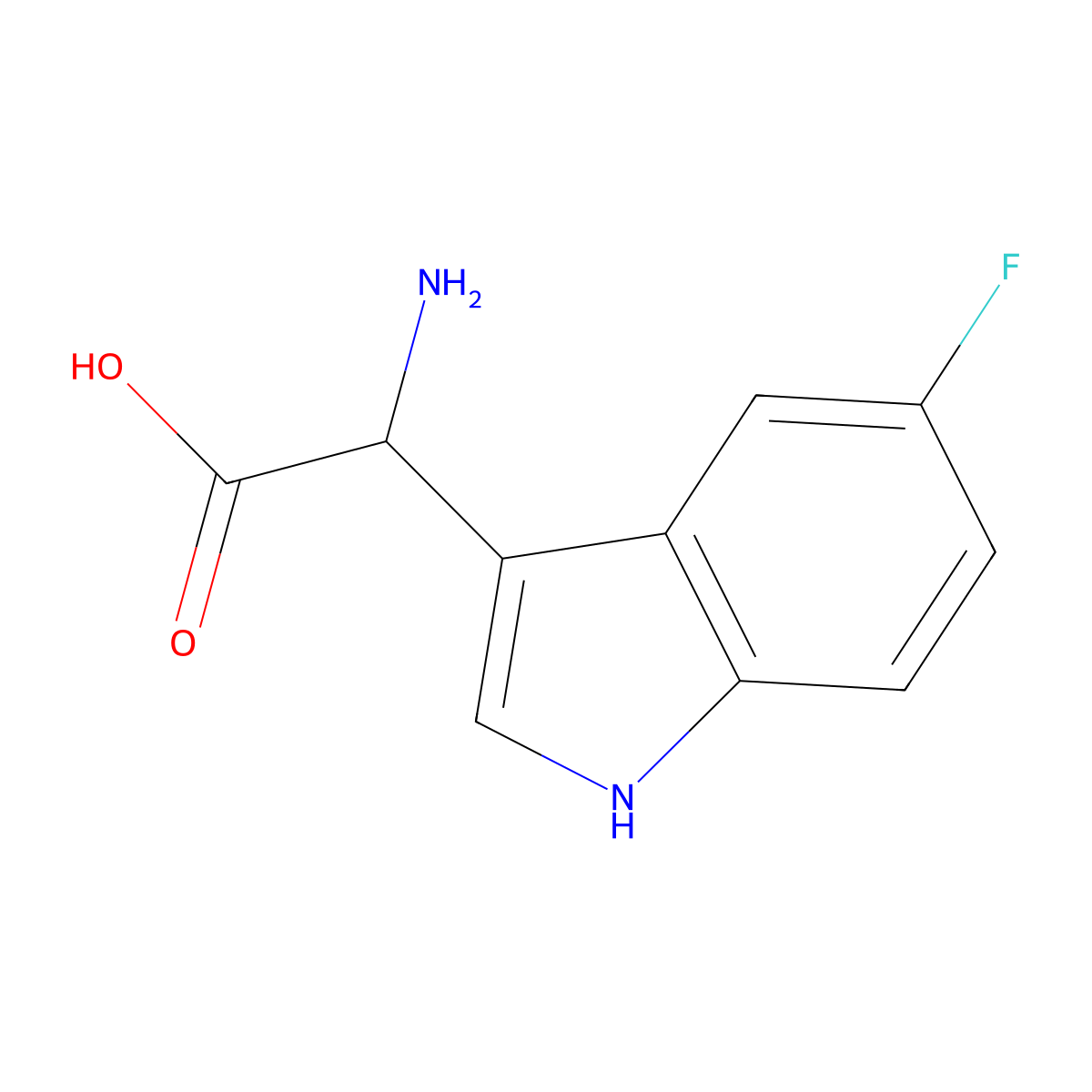 2-amino-2-(5-fluoro-1H-indol-3-yl)acetic acid molecular structure, CAS 1270306-75-6