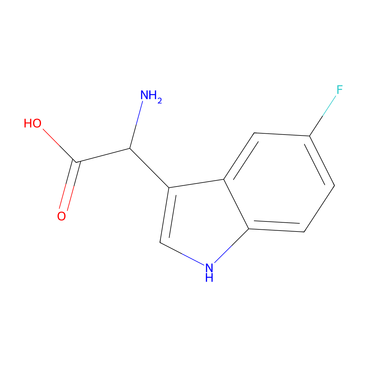 2-amino-2-(5-fluoro-1H-indol-3-yl)acetic acid molecular structure, CAS 1270306-75-6