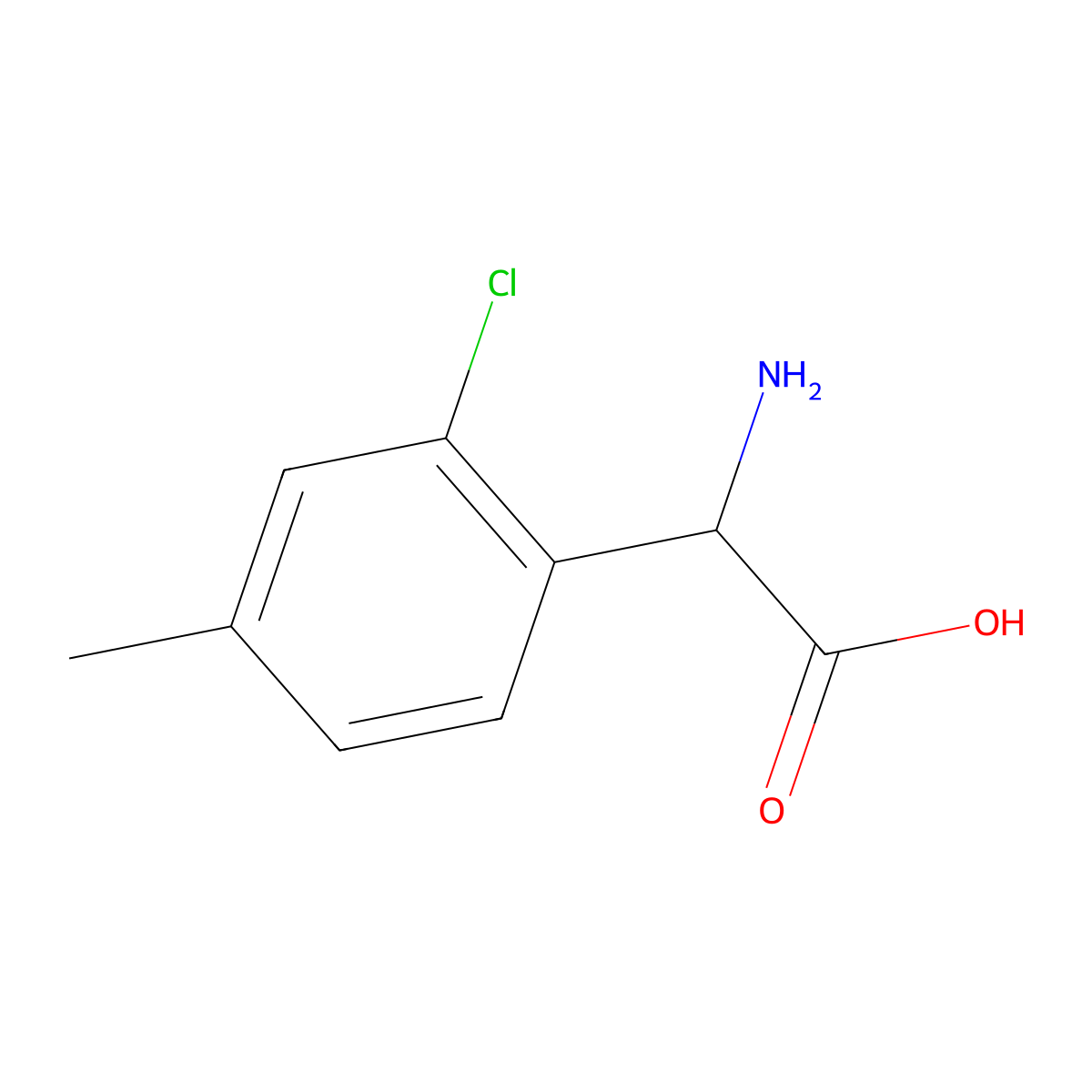 2-Amino-2-(2-chloro-4-methylphenyl)acetic acid molecular structure, CAS 1270308-83-2