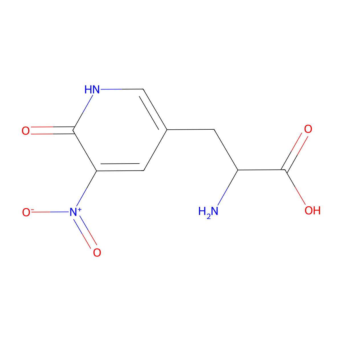 2-Amino-3-(6-hydroxy-5-nitropyridin-3-yl)propanoic acid molecular structure, CAS 1270309-01-7
