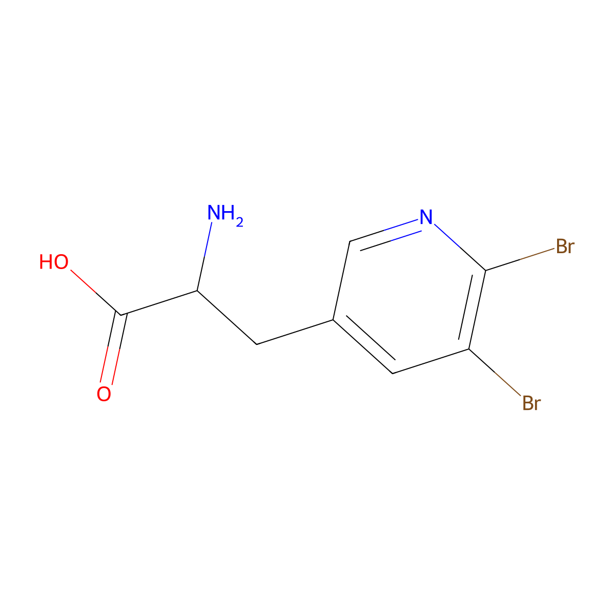 2-Amino-3-(5,6-dibromopyridin-3-yl)propanoic acid molecular structure, CAS 1270309-54-0