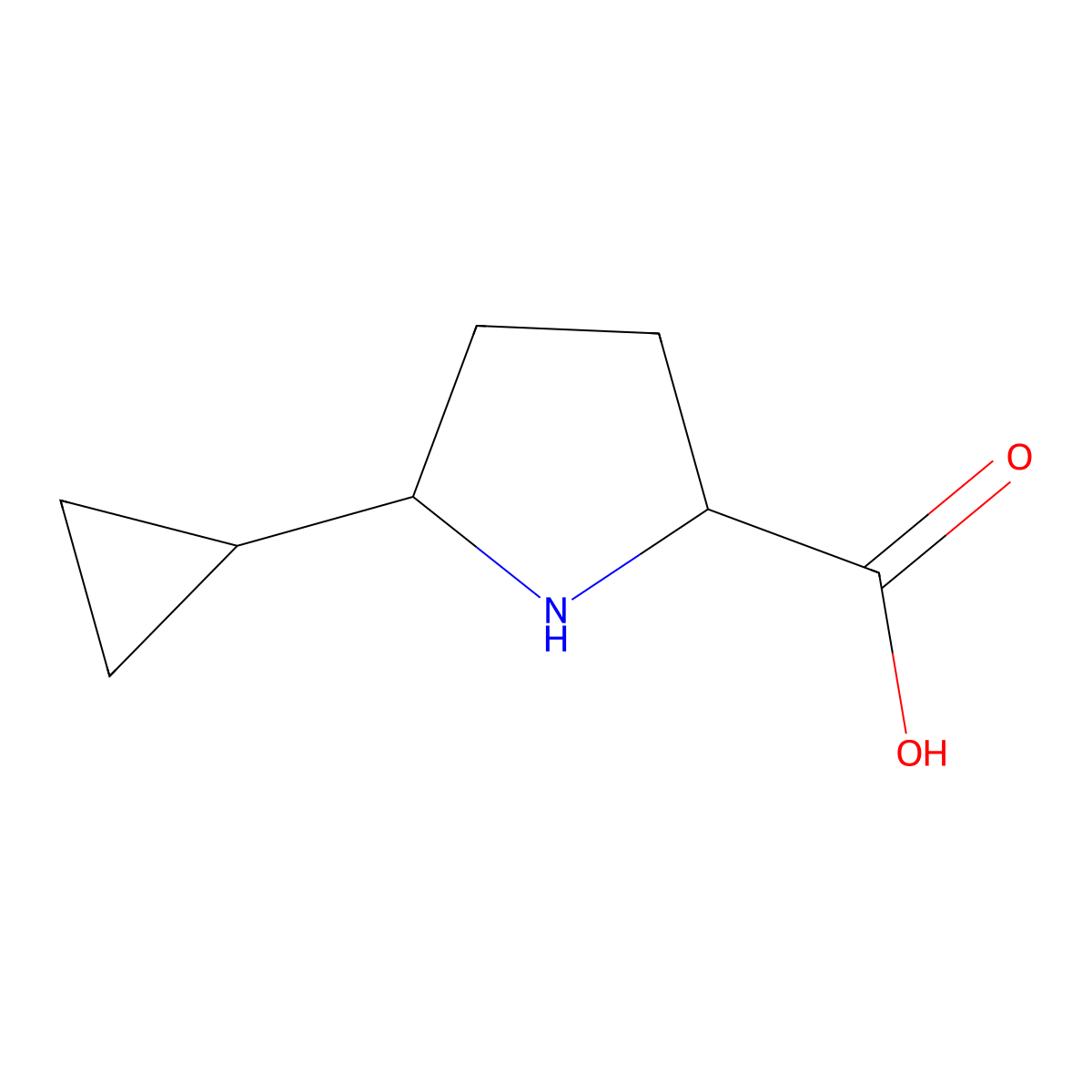 5-Cyclopropylpyrrolidine-2-carboxylic acid molecular structure, CAS 1270310-05-8