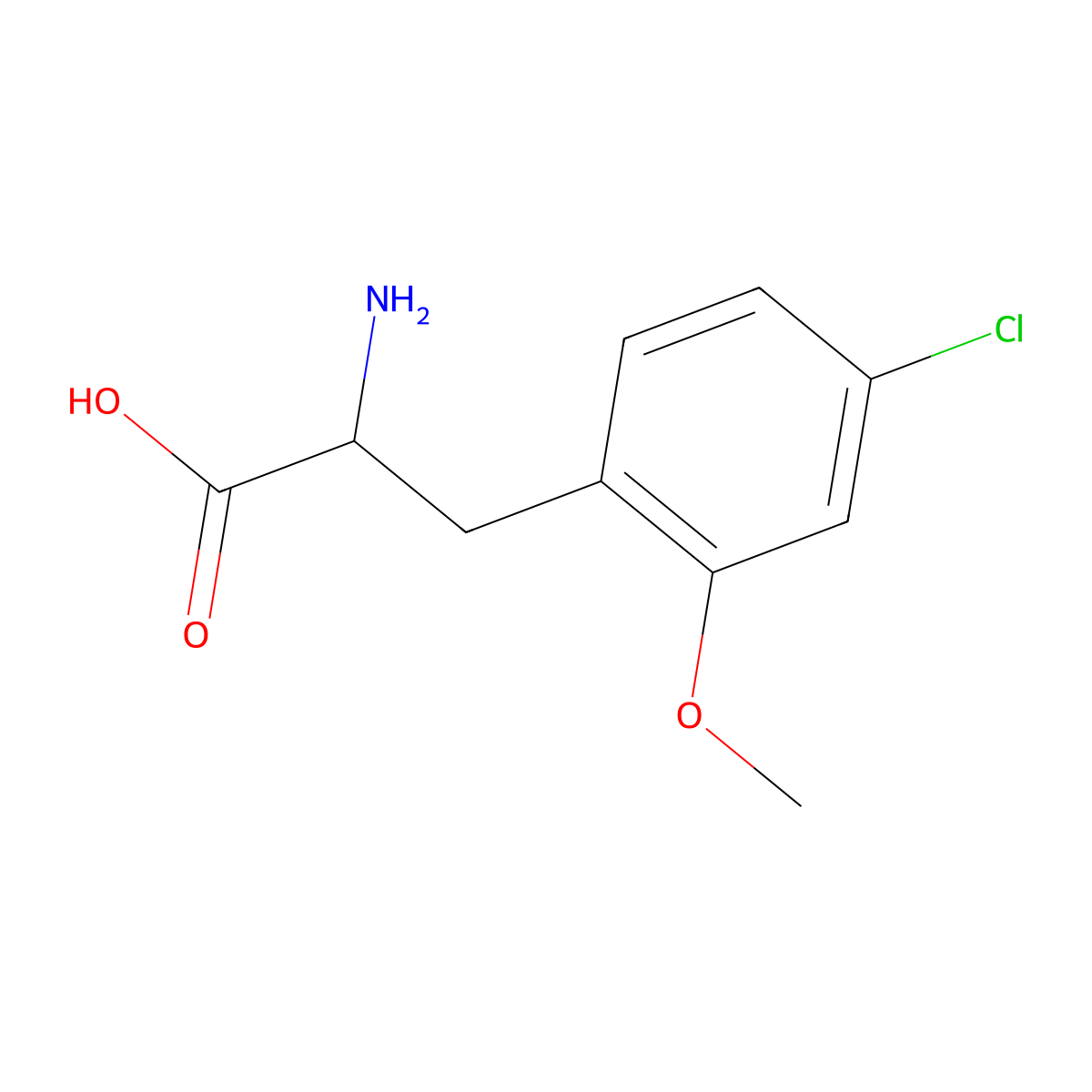 2-Amino-3-(4-chloro-2-methoxyphenyl)propanoic acid molecular structure, CAS 1270312-11-2