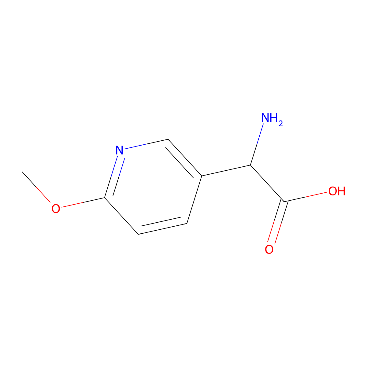 2-Amino-2-(6-methoxypyridin-3-yl)acetic acid molecular structure, CAS 1270313-90-0