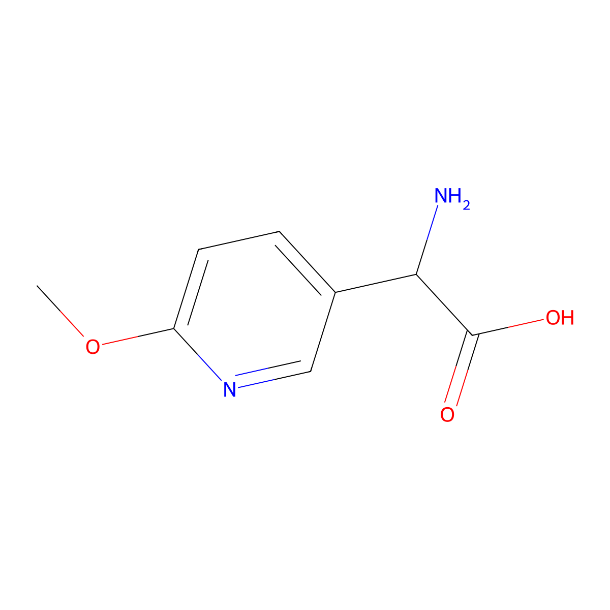 2-Amino-2-(6-methoxypyridin-3-yl)acetic acid molecular structure, CAS 1270313-90-0