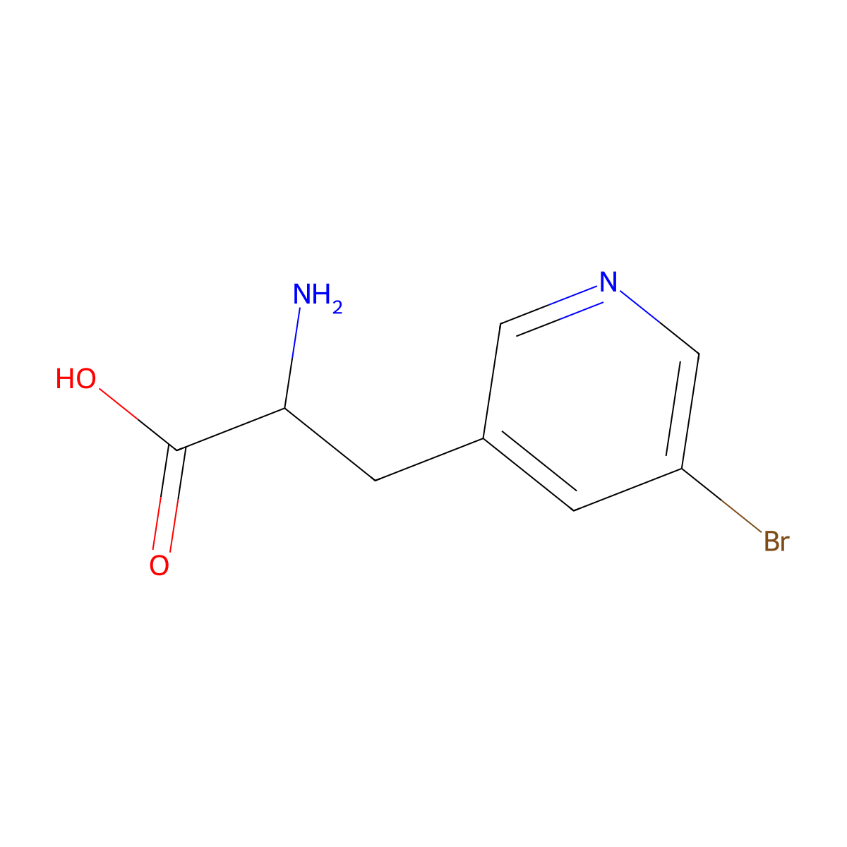 2-Amino-3-(5-bromopyridin-3-yl)propanoic acid molecular structure, CAS 1270318-14-3