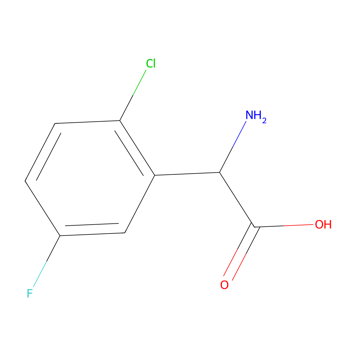 2-Amino-2-(2-chloro-5-fluorophenyl)acetic acid molecular structure, CAS 1270320-57-4