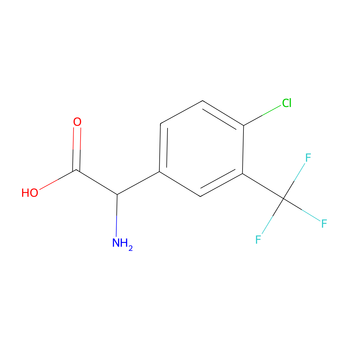 2-Amino-2-[4-chloro-3-(trifluoromethyl)phenyl]aceticacid molecular structure, CAS 1270320-62-1