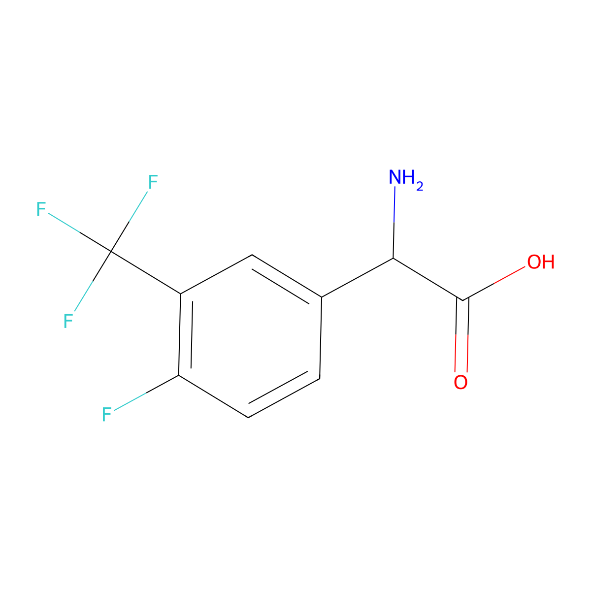 2-Amino-2-[4-fluoro-3-(trifluoromethyl)phenyl]acetic acid molecular structure, CAS 1270320-67-6
