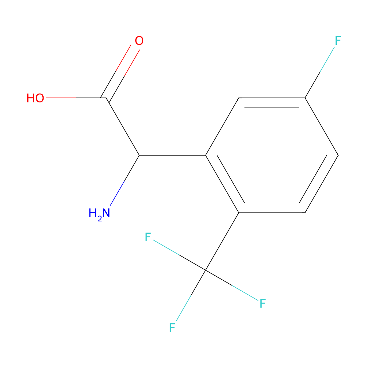 2-Amino-2-[5-fluoro-2-(trifluoromethyl)phenyl]acetic acid molecular structure, CAS 1270321-19-1