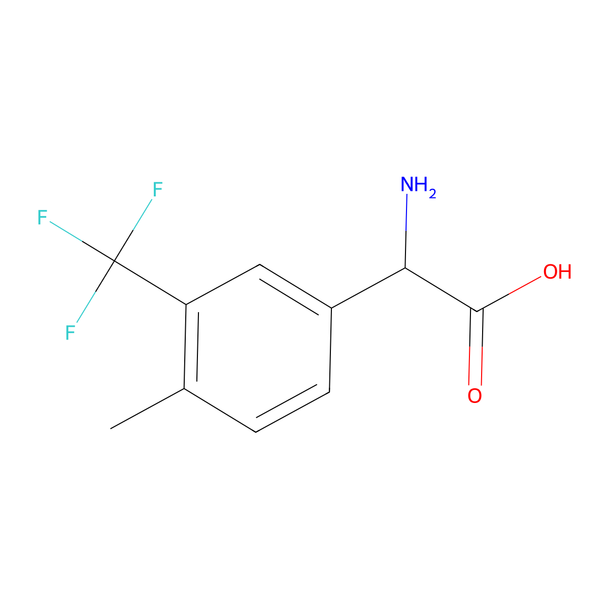 2-Amino-2-[4-methyl-3-(trifluoromethyl)phenyl]acetic acid molecular structure, CAS 1270321-92-0