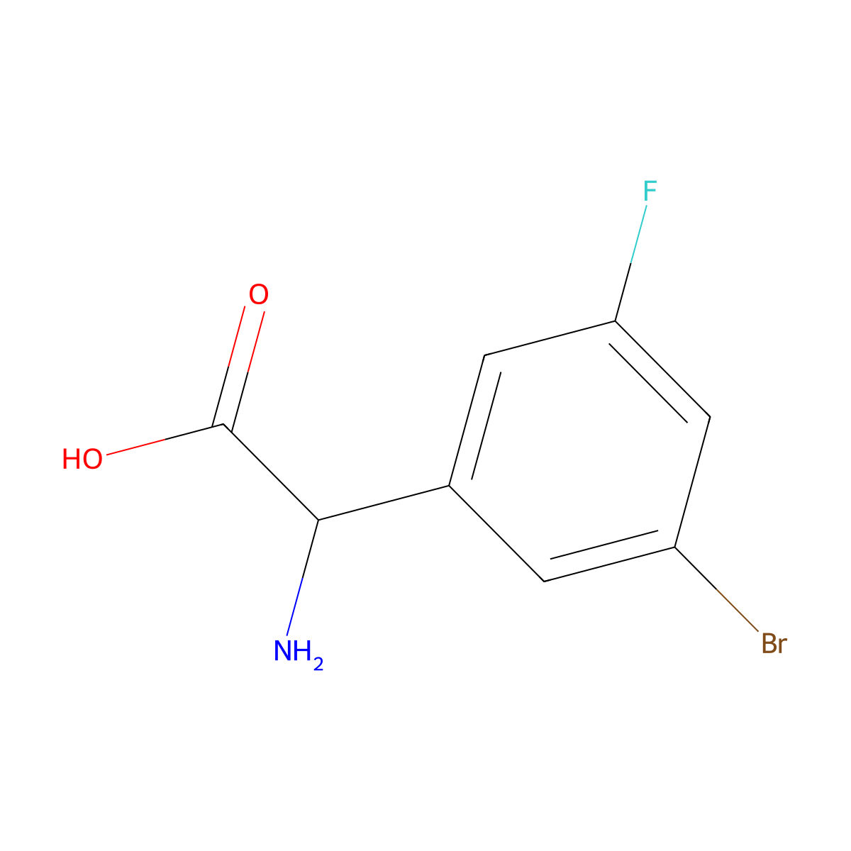 2-Amino-2-(3-bromo-5-fluorophenyl)acetic acid molecular structure, CAS 1270322-24-1