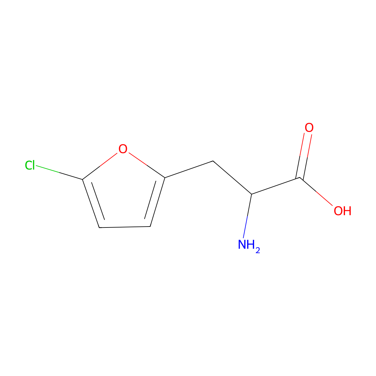 2-Amino-3-(5-chlorofuran-2-yl)propanoic acid molecular structure, CAS 1270323-57-3