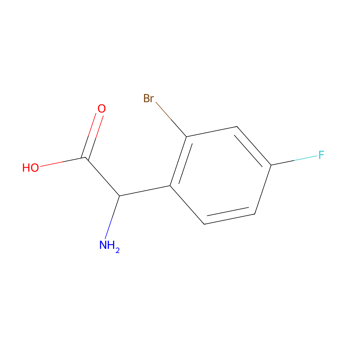 2-Amino-2-(2-bromo-4-fluorophenyl)acetic acid molecular structure, CAS 1270324-11-2