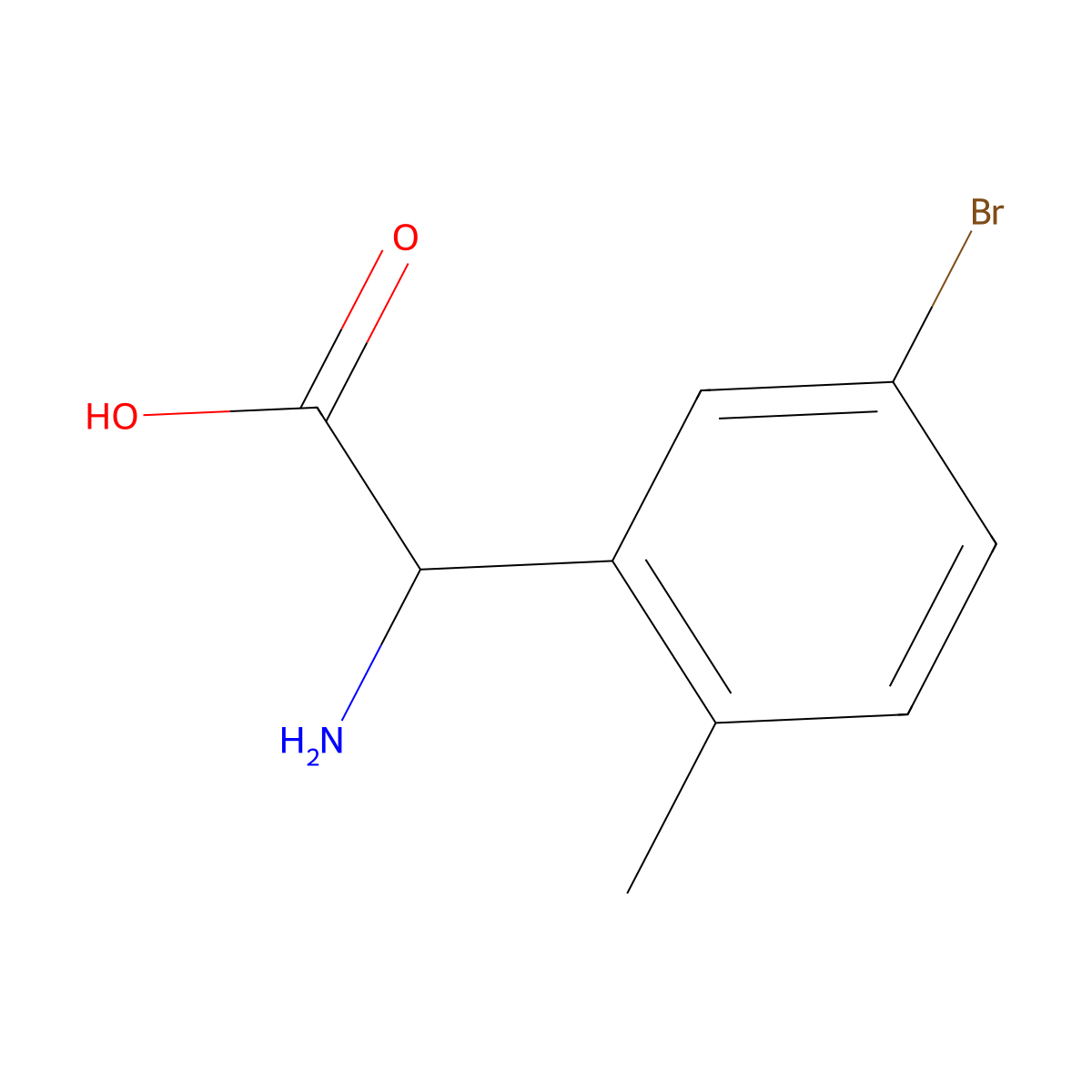 2-Amino-2-(5-bromo-2-methylphenyl)acetic acid molecular structure, CAS 1270324-15-6