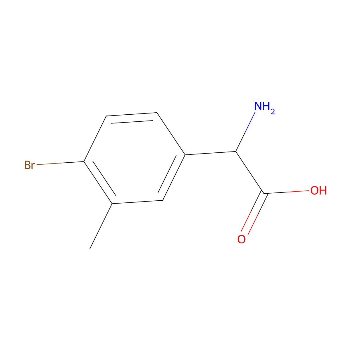 2-Amino-2-(4-bromo-3-methylphenyl)acetic acid molecular structure, CAS 1270324-51-0