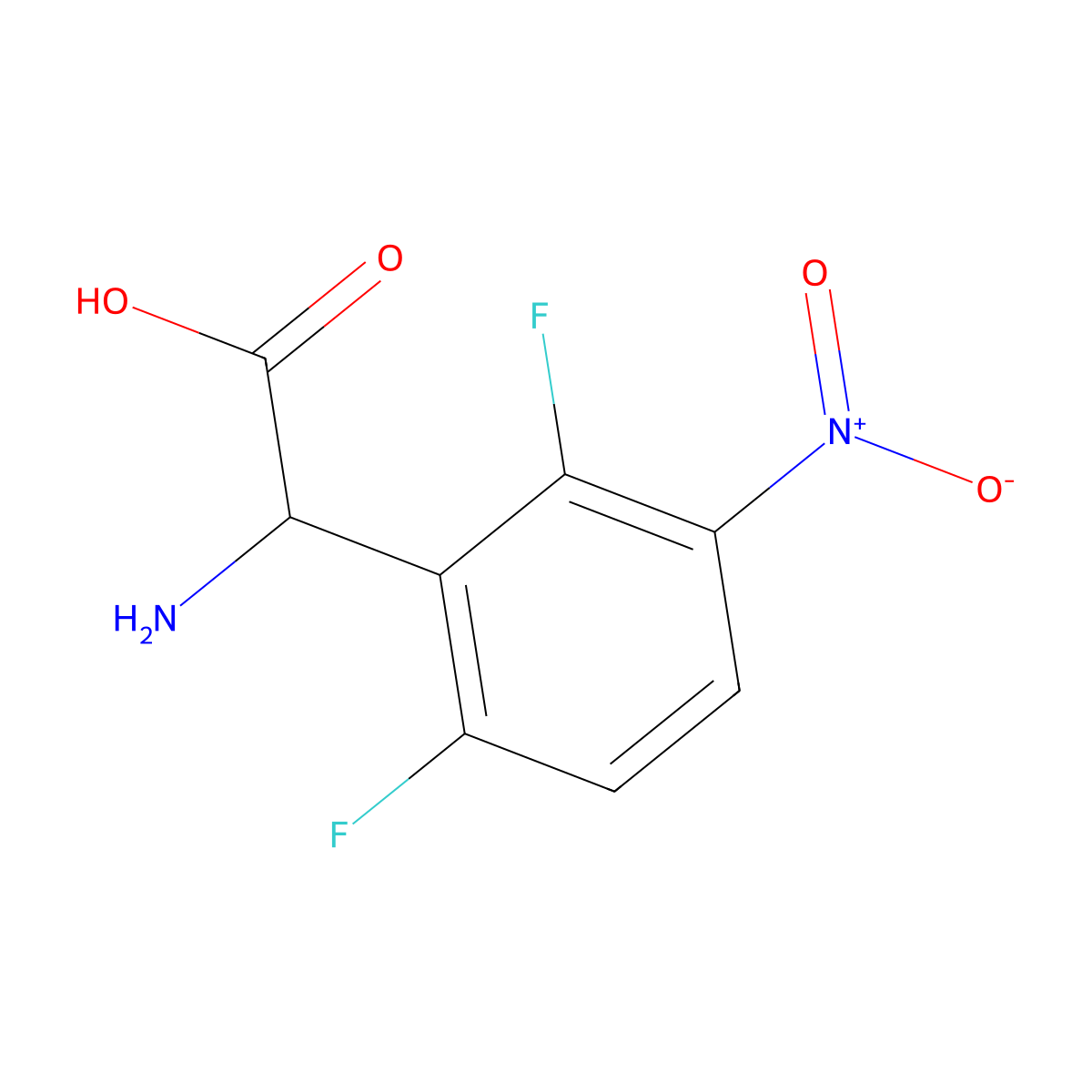 2-Amino-2-(2,6-difluoro-3-nitrophenyl)acetic acid molecular structure, CAS 1270324-53-2