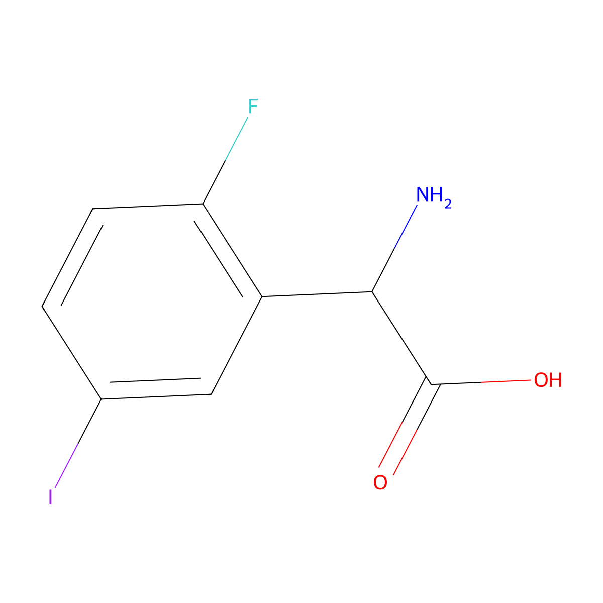 2-Amino-2-(2-fluoro-5-iodophenyl)acetic acid molecular structure, CAS 1270327-26-8
