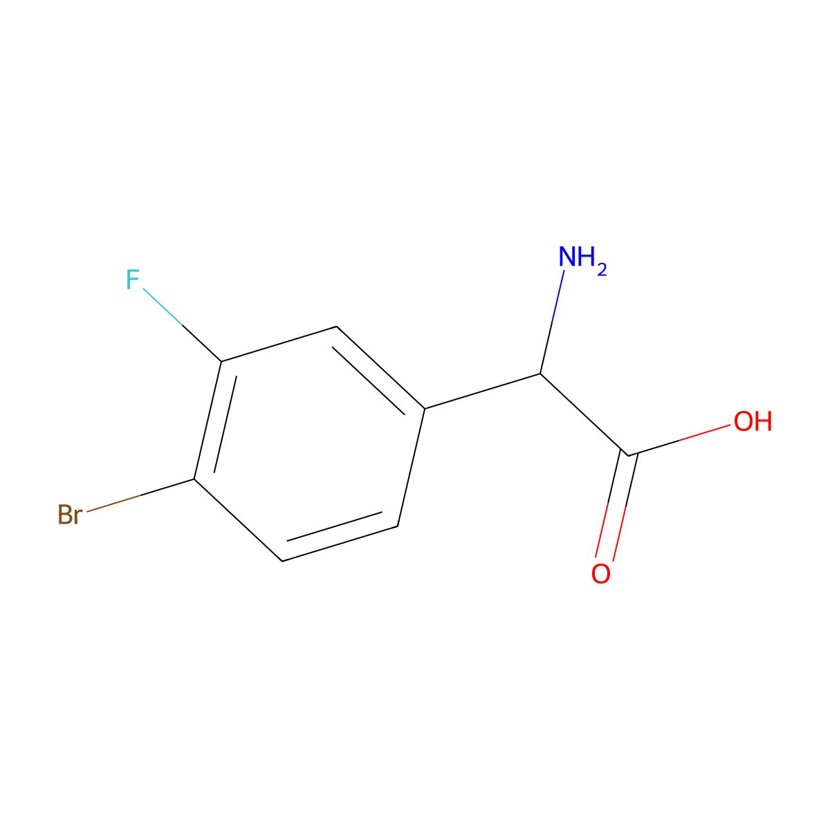 2-Amino-2-(4-bromo-3-fluorophenyl)acetic acid molecular structure, CAS 1270328-97-6